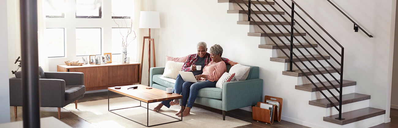 couple in spacious house with wifi devices